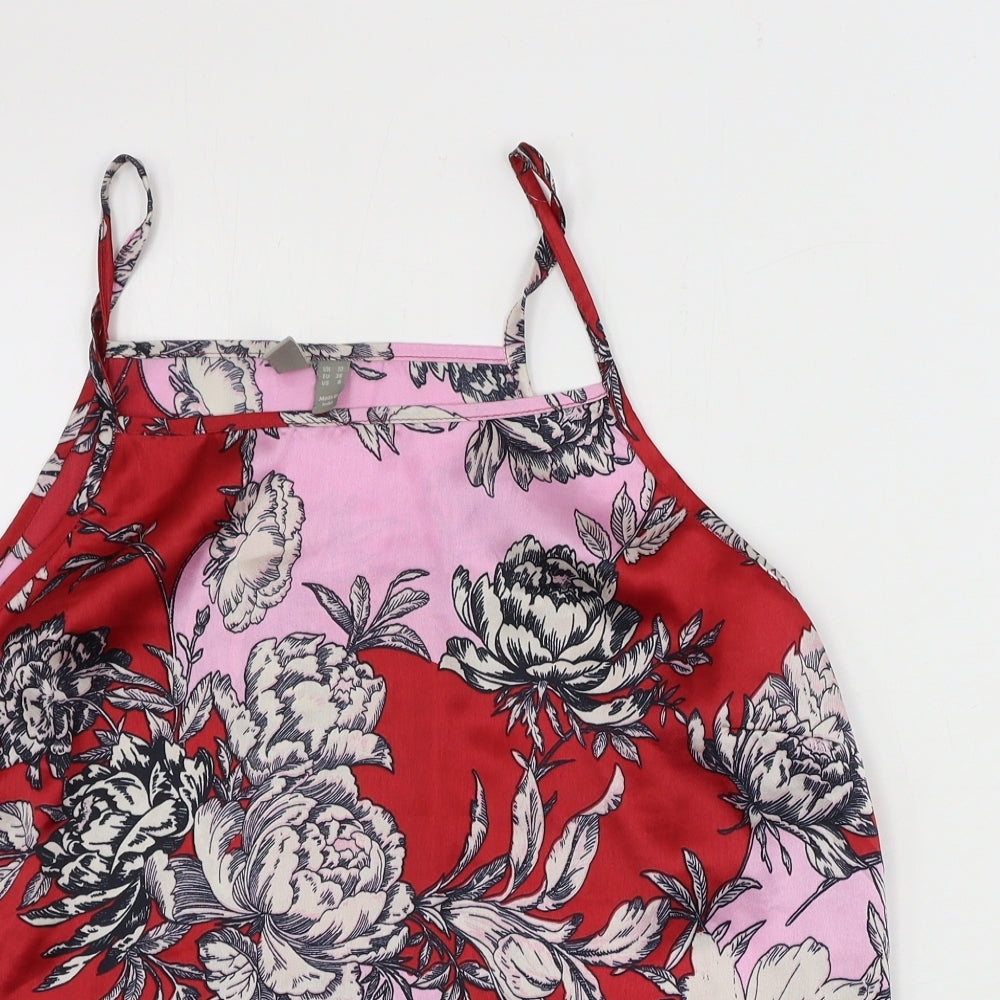 ASOS  Womens Red Floral  Cropped T-Shirt Size 10
