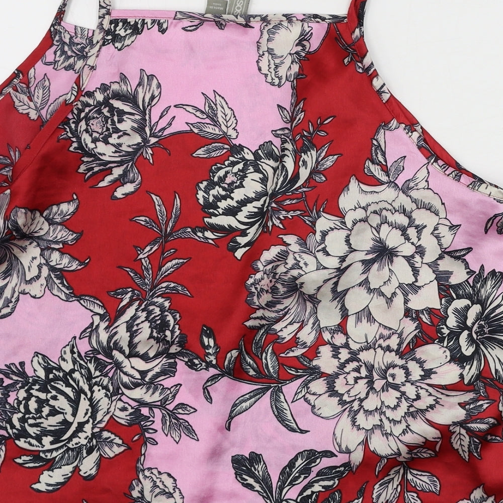 ASOS  Womens Red Floral  Cropped T-Shirt Size 10