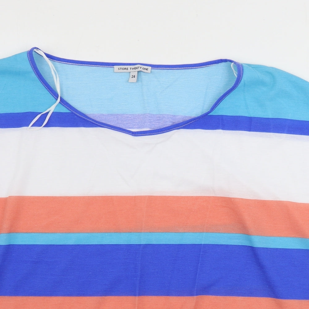 store twenty one  Womens Blue Striped  Basic T-Shirt Size 24