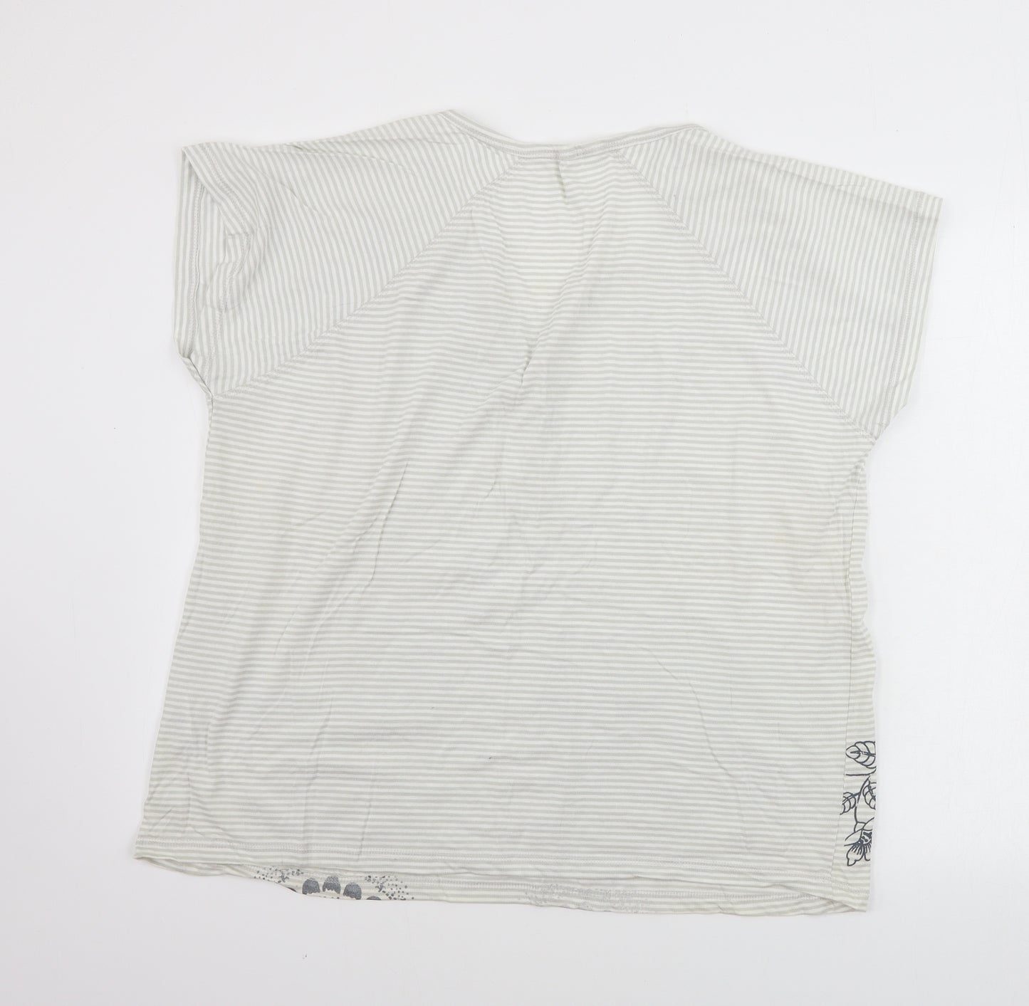 Preworn  Womens White Striped  Basic T-Shirt Size 22