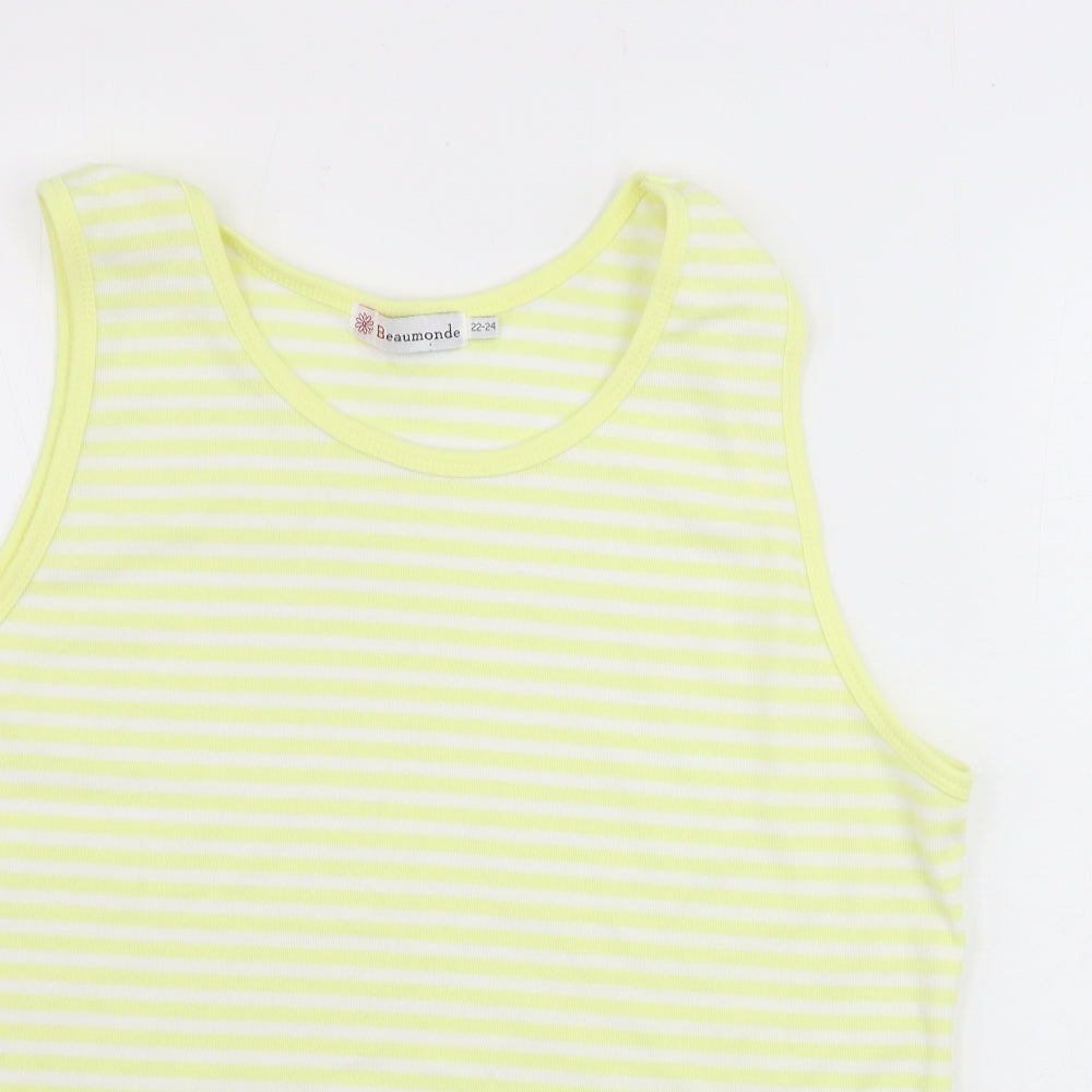 Bonmarché  Womens Yellow Striped  Basic Tank Size 22