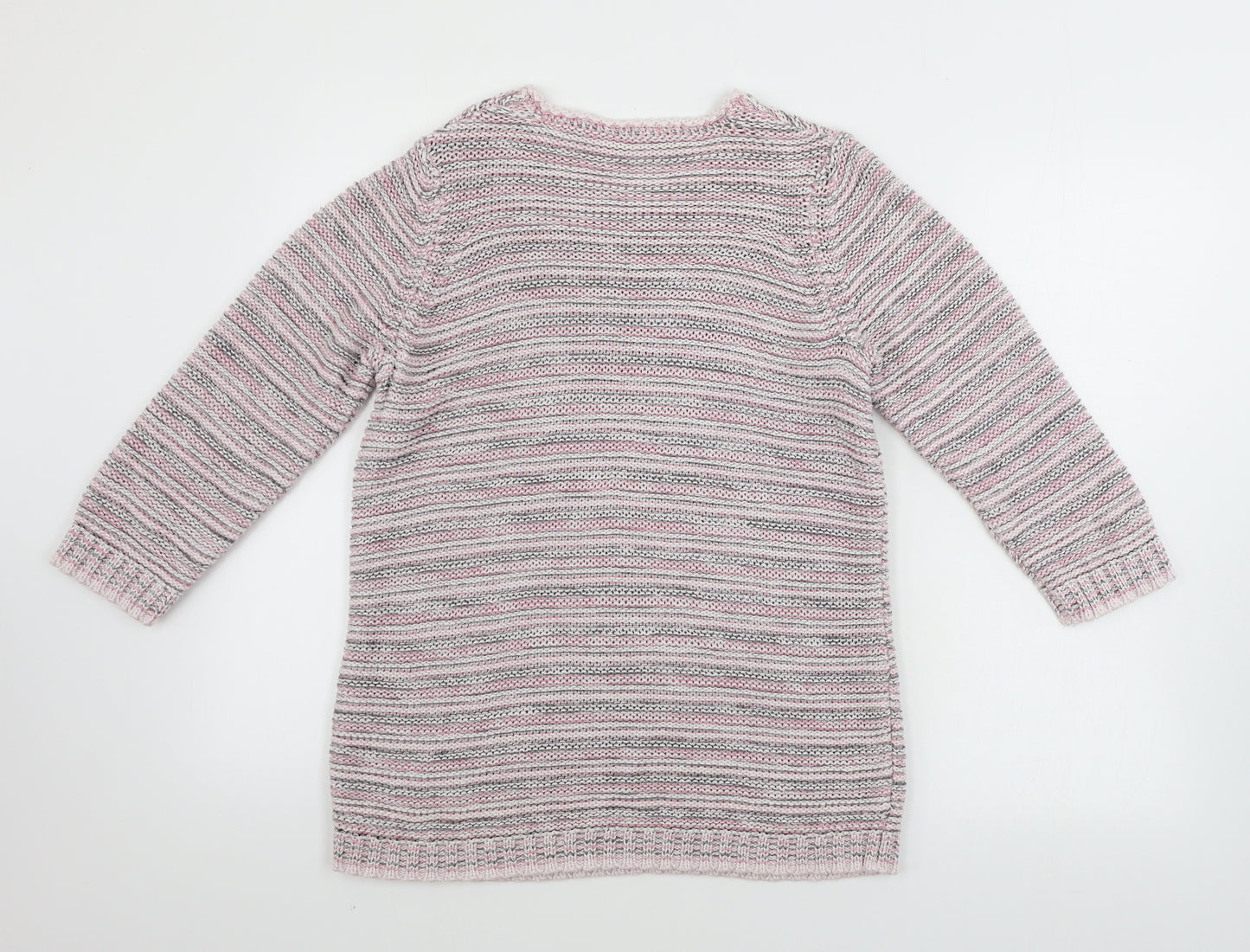 mona Womens White Striped  Pullover Jumper Size 12