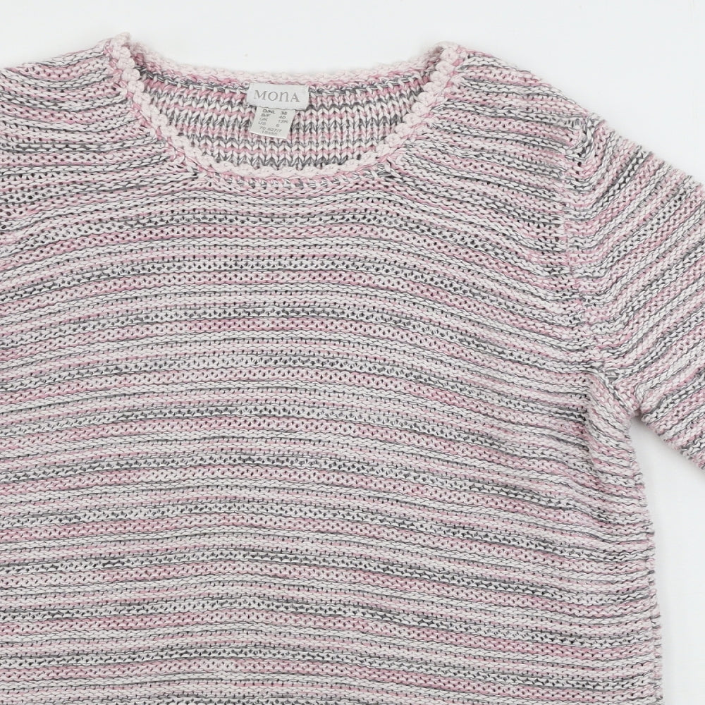 mona Womens White Striped  Pullover Jumper Size 12