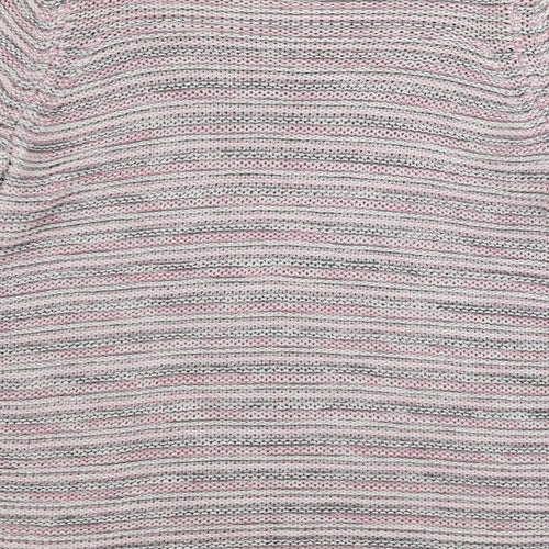 mona Womens White Striped  Pullover Jumper Size 12