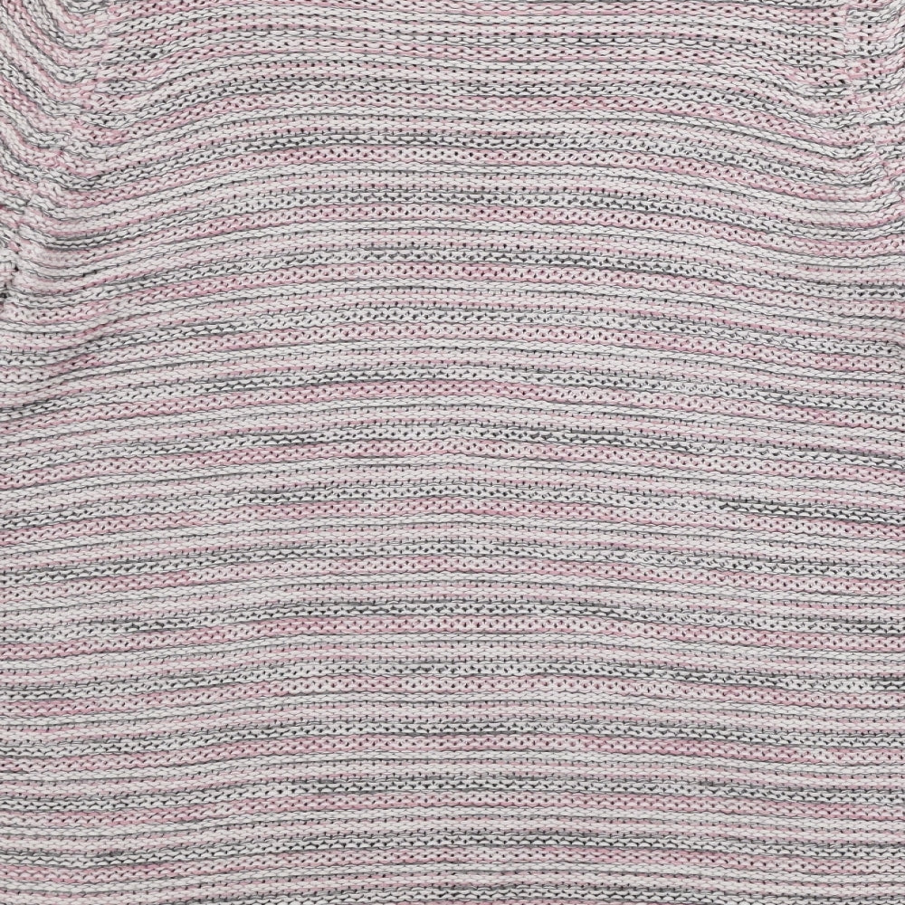 mona Womens White Striped  Pullover Jumper Size 12