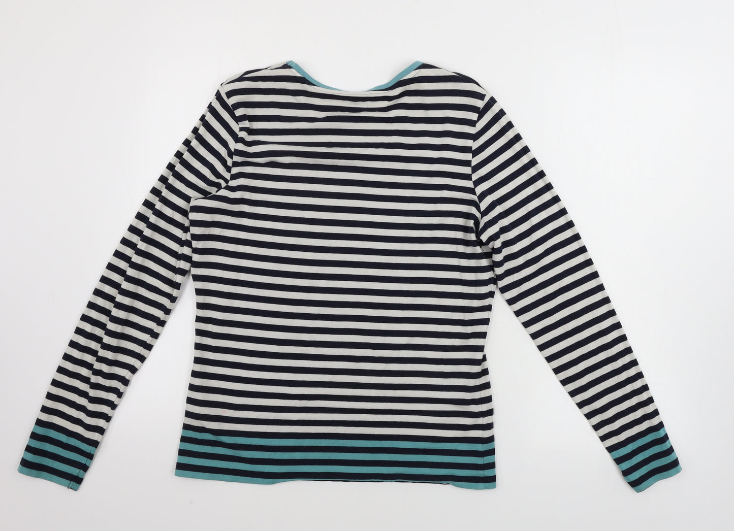 TU Womens White Striped  Basic T-Shirt Size 16