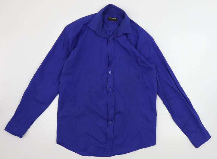 Ted Taylor Mens Blue Houndstooth Button-Up Size 15