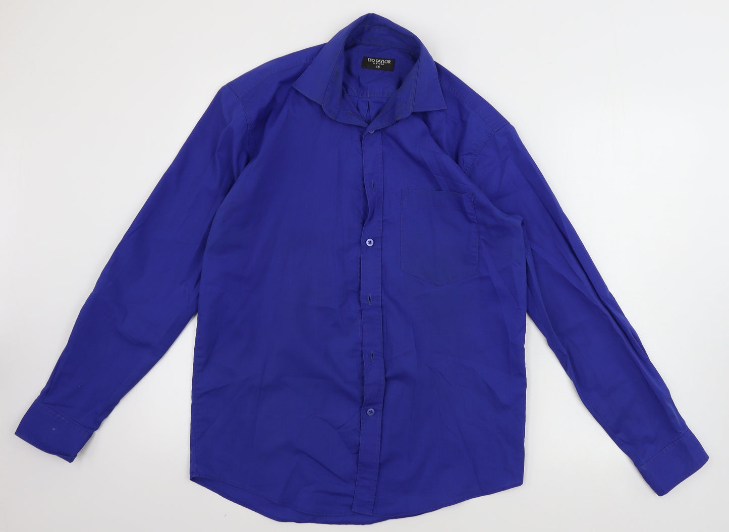 Ted Taylor Mens Blue Houndstooth   Button-Up Size 15