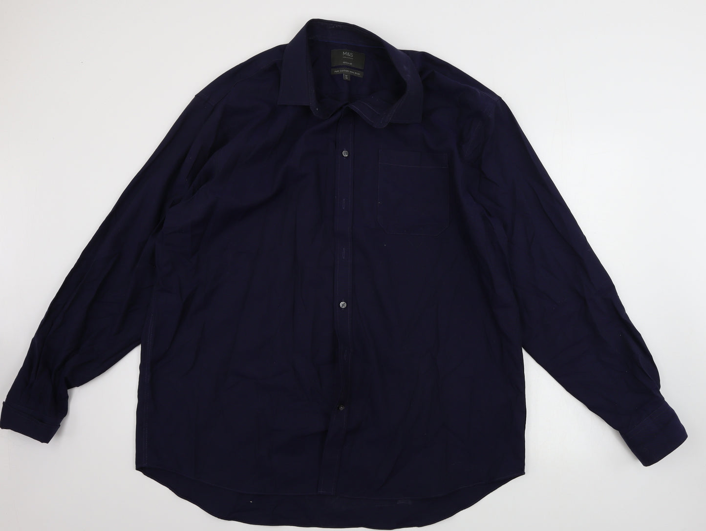 Marks and Spencer  Mens Blue    Button-Up Size 16