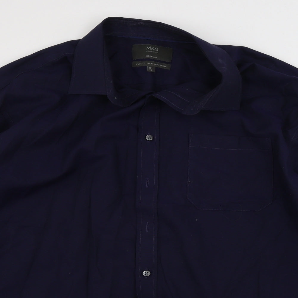 Marks and Spencer  Mens Blue    Button-Up Size 16