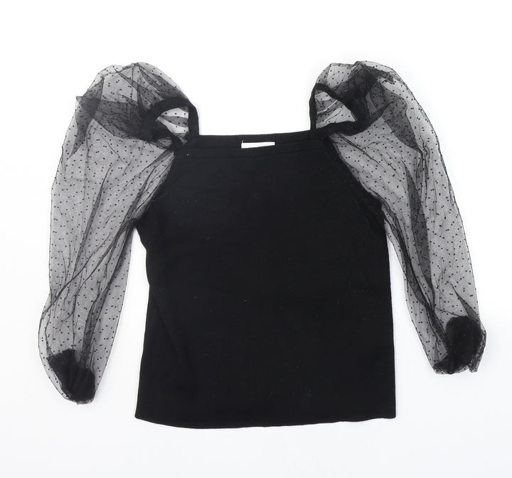 Apricot Womens Black Polka Dot Pullover Jumper Size M - slight bobble