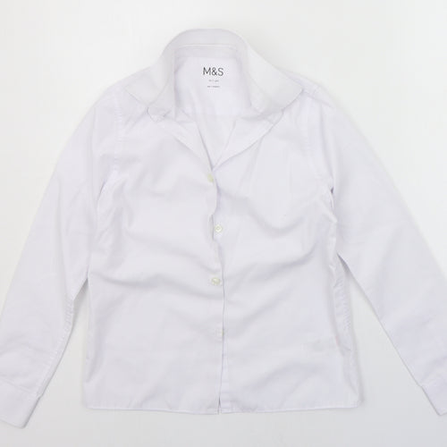 Marks and Spencer Girls White   Basic Button-Up Size 10-11 Years