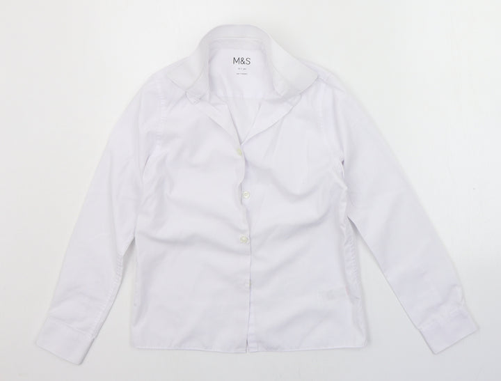 Marks and Spencer Girls White Basic Button-Up Size 10-11 Years