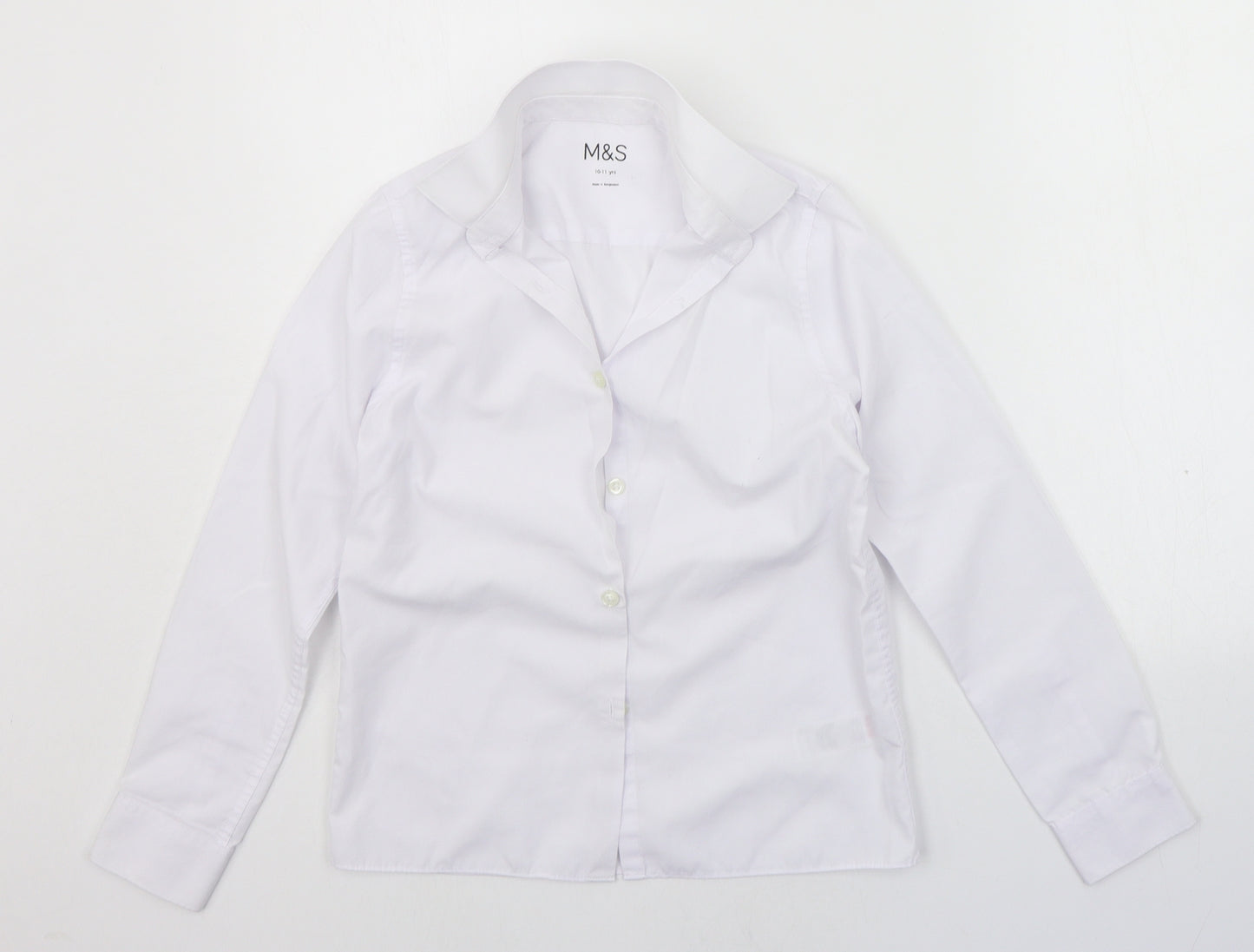 Marks and Spencer Girls White   Basic Button-Up Size 10-11 Years