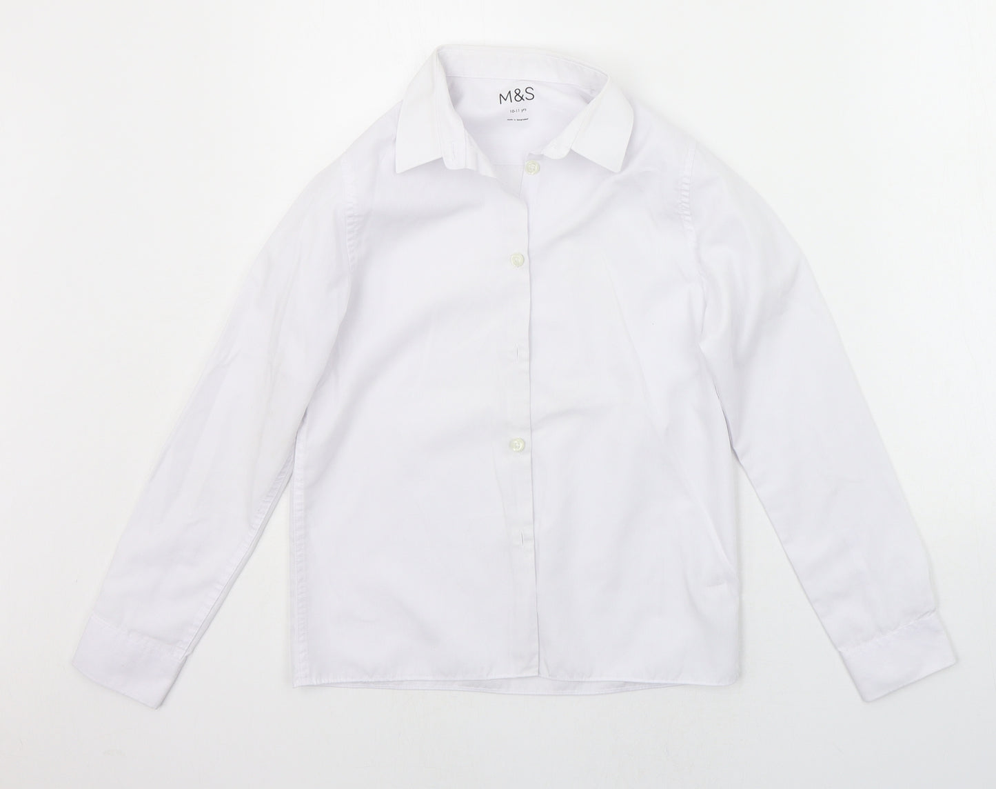 Marks and Spencer Girls White   Basic Button-Up Size 10-11 Years