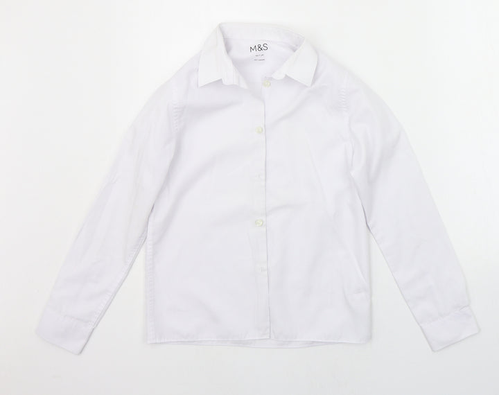 Marks and Spencer Girls White   Basic Button-Up Size 10-11 Years