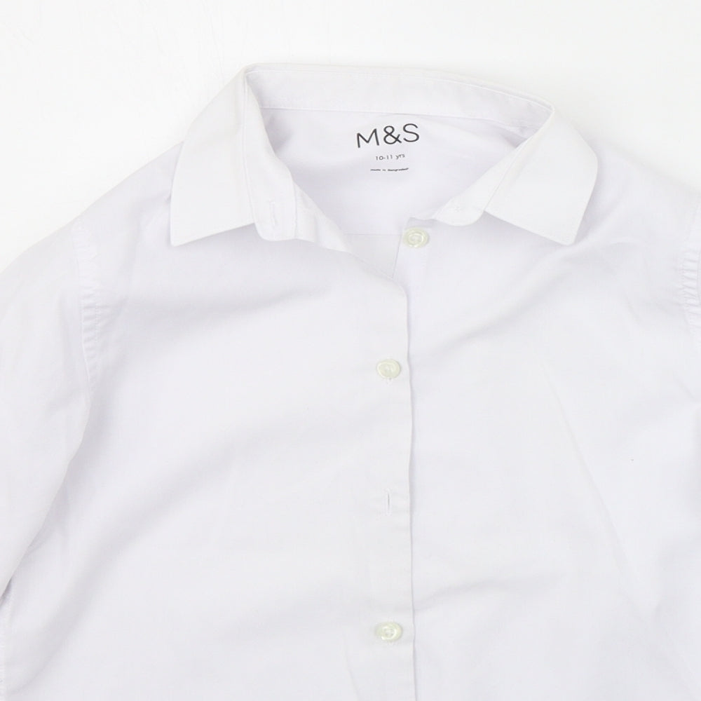 Marks and Spencer Girls White   Basic Button-Up Size 10-11 Years