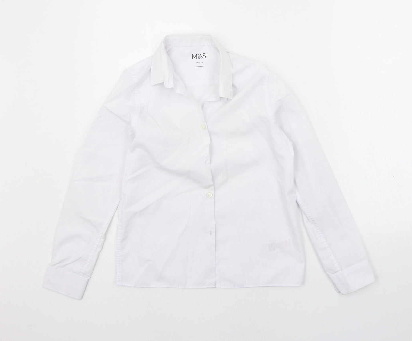 Marks and Spencer Girls White   Basic Button-Up Size 10-11 Years  - SCHOOL