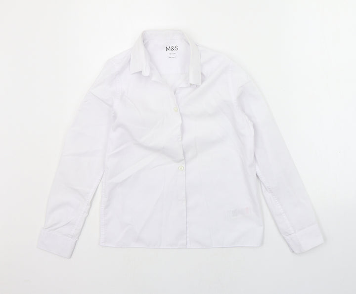 Marks and Spencer Girls White   Basic Button-Up Size 10-11 Years  - SCHOOL