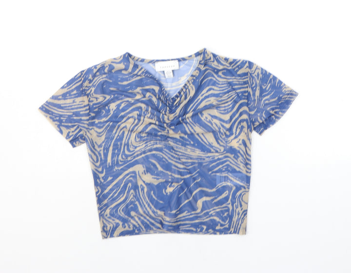 Topshop Womens Blue Floral  Basic T-Shirt Size S