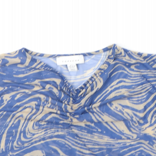 Topshop Womens Blue Floral  Basic T-Shirt Size S