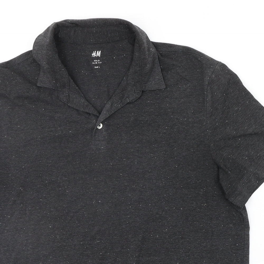 H&M Mens Black    Polo Size L