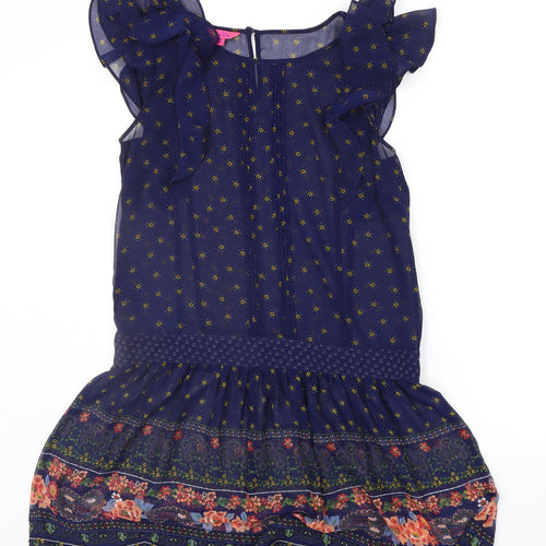 Monsoon Womens Blue Geometric  A-Line  Size 10