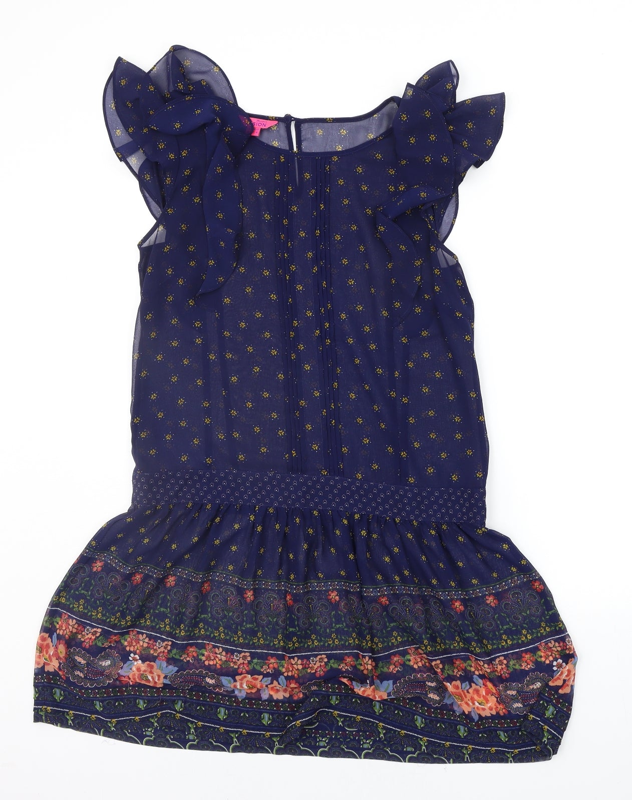 Monsoon Womens Blue Geometric  A-Line  Size 10