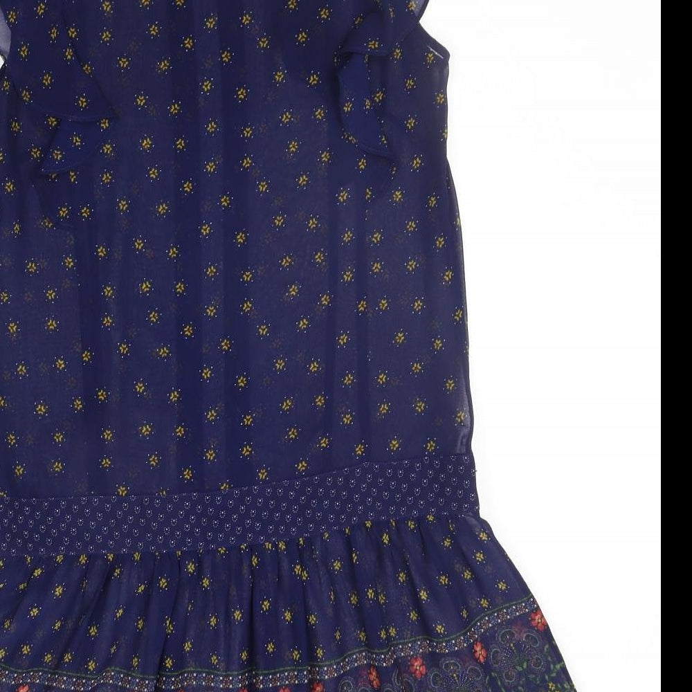 Monsoon Womens Blue Geometric  A-Line  Size 10