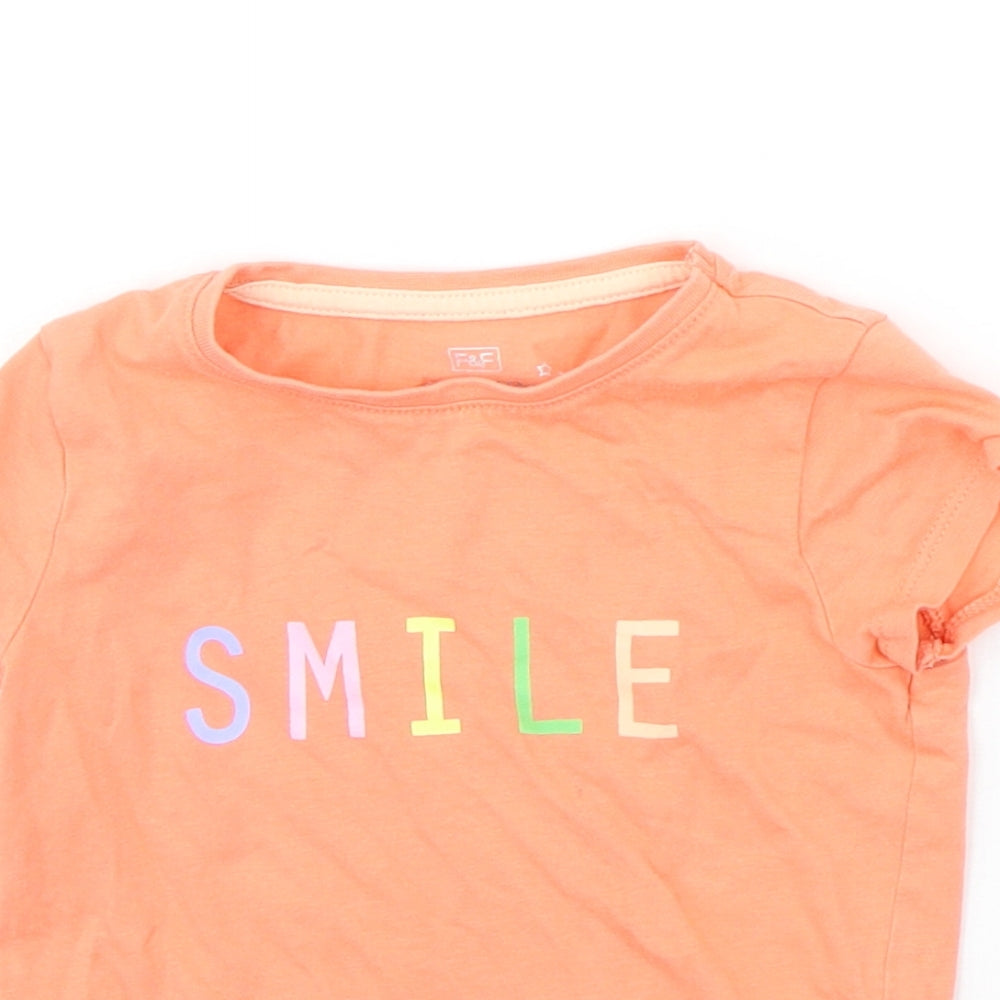 F&F Baby Orange   Basic T-Shirt Size 18-24 Months  - SMILE