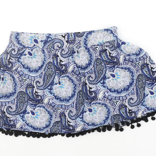 Select Womens Blue Geometric  Cut-Off Shorts Size 10