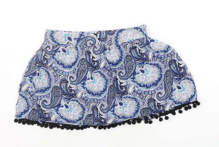 Select Womens Blue Geometric Cut-Off Shorts Size 10