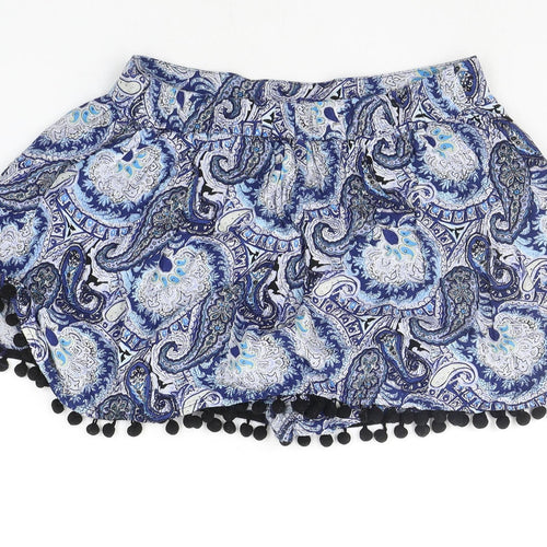Select Womens Blue Geometric  Cut-Off Shorts Size 10