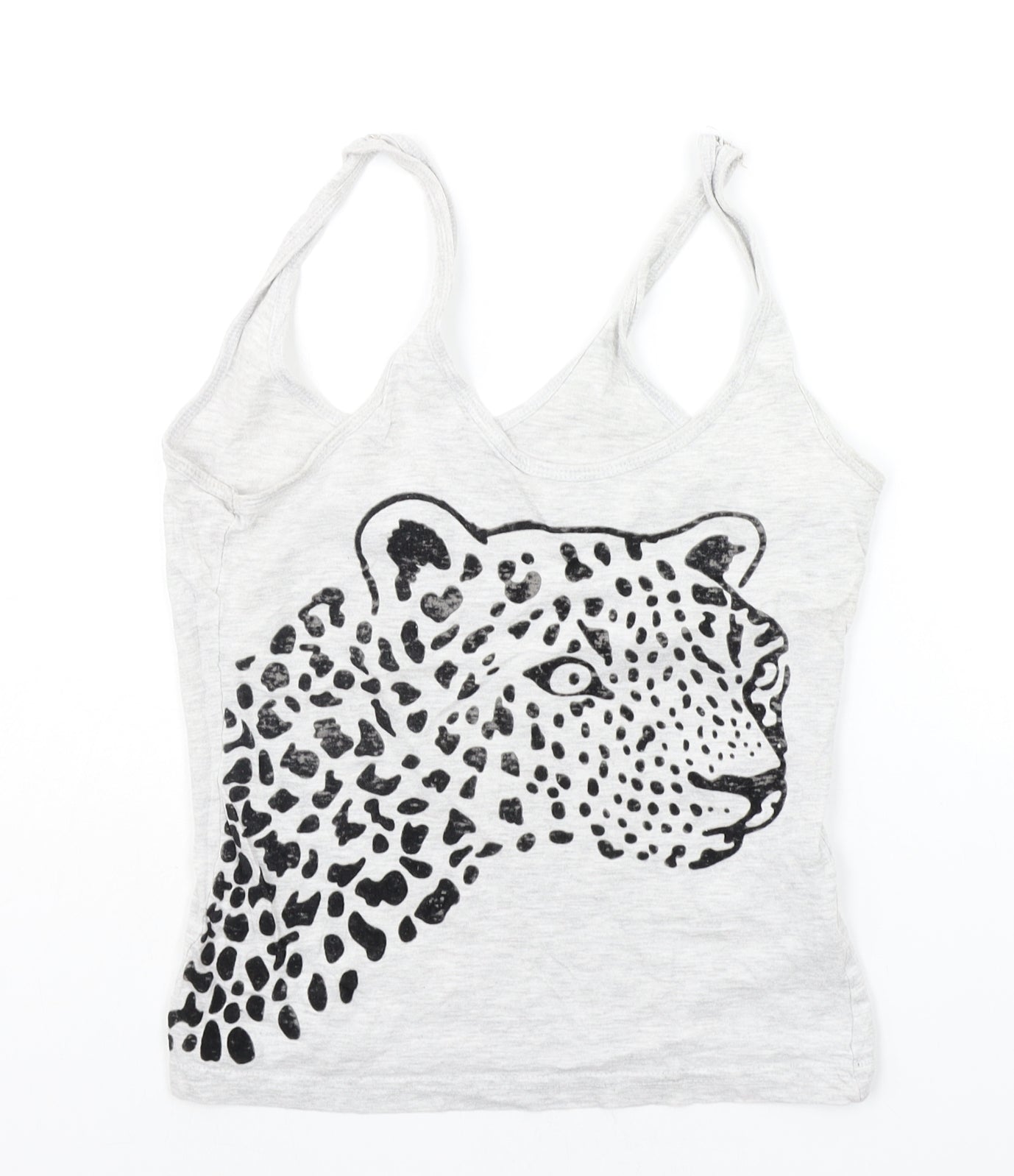 LOVE TO LOUNGE Womens Grey Animal Print  Top Pyjama Top Size 8  - leopards