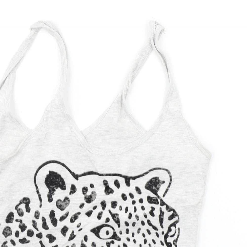 LOVE TO LOUNGE Womens Grey Animal Print  Top Pyjama Top Size 8  - leopards