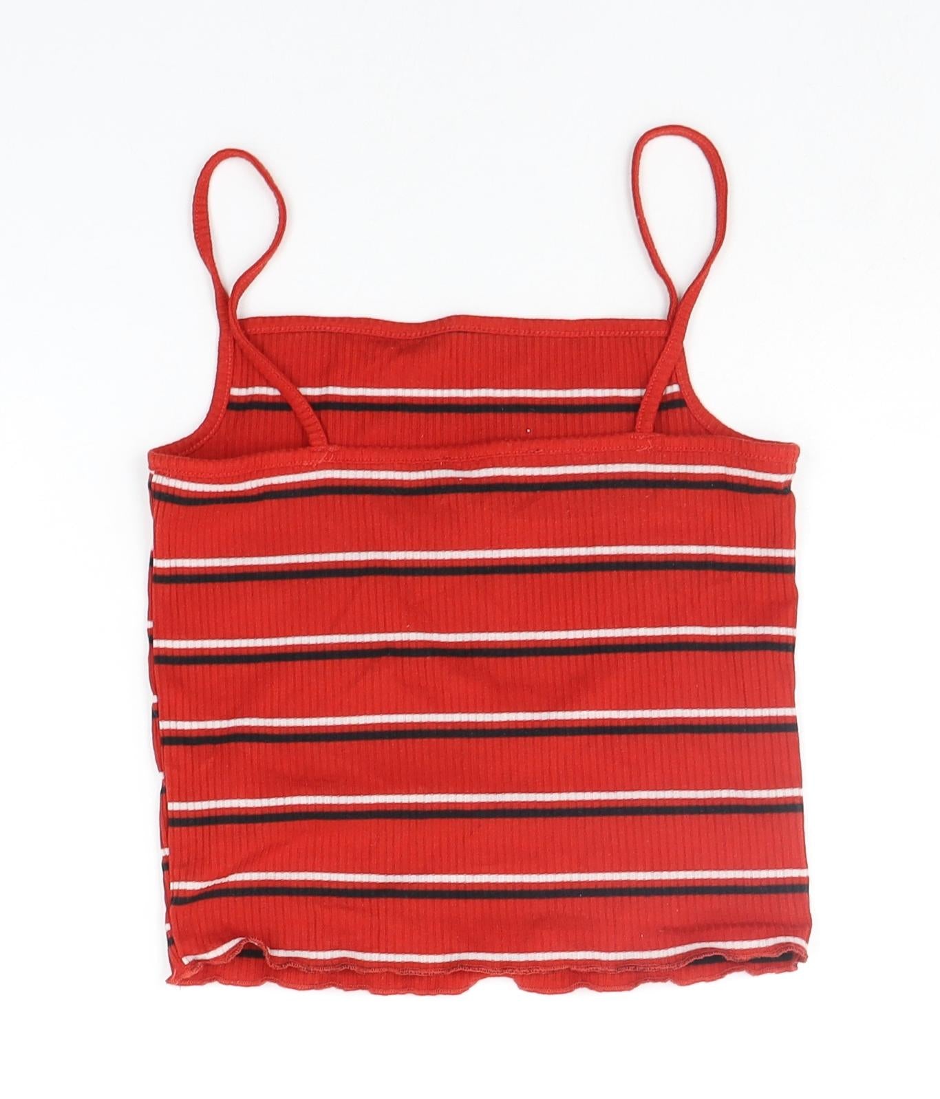New Look Womens Red Striped  Basic Tank Size 10