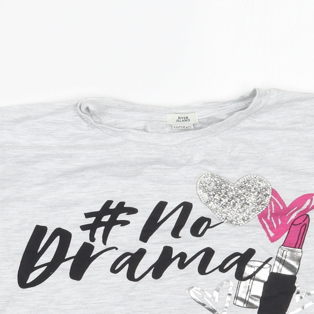 River Island Girls Grey   Basic T-Shirt Size 11-12 Years
