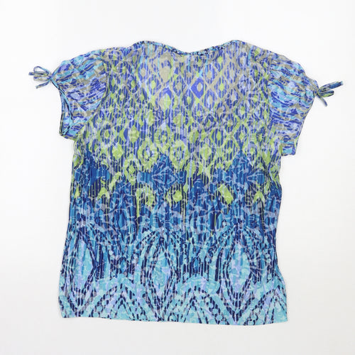 Per Una Womens Blue Geometric  Basic T-Shirt Size 12