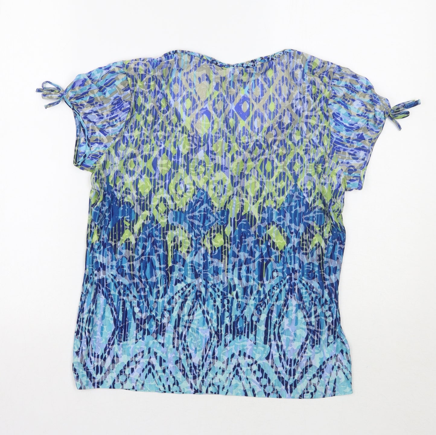 Per Una Womens Blue Geometric  Basic T-Shirt Size 12