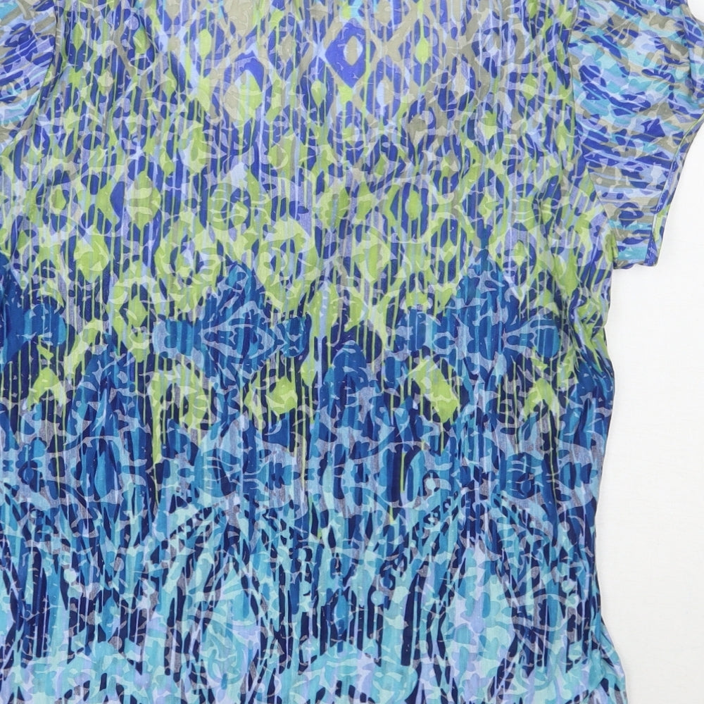Per Una Womens Blue Geometric  Basic T-Shirt Size 12