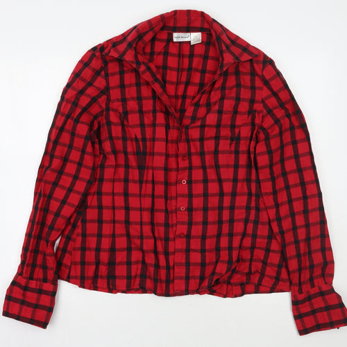 Harve Benard Womens Red Check  Basic Button-Up Size L