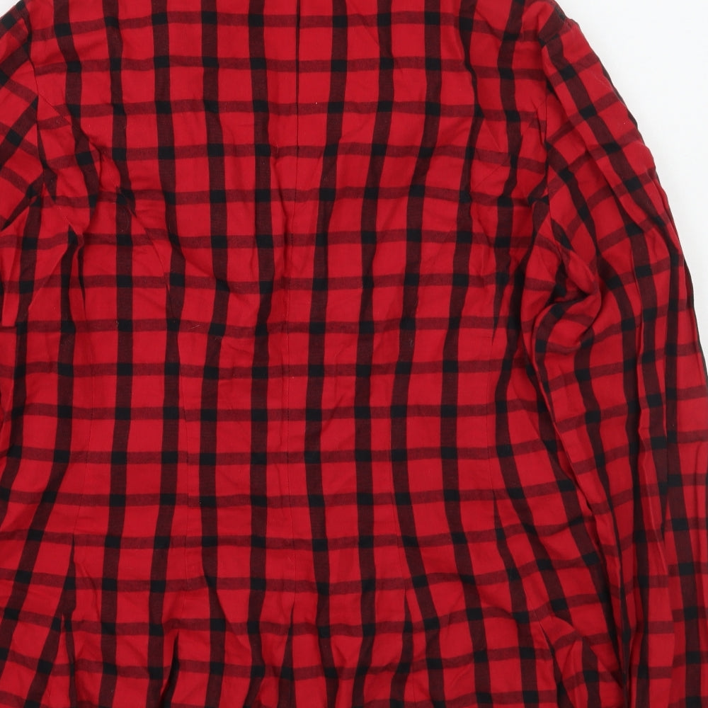 Harve Benard Womens Red Check  Basic Button-Up Size L