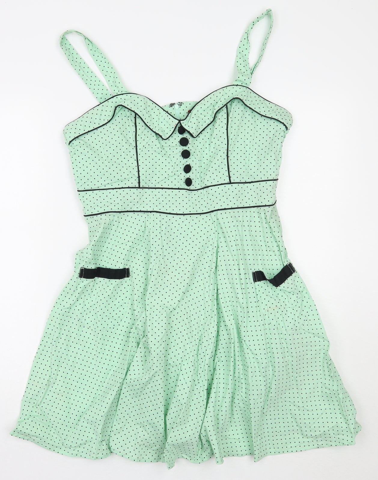 Hell Bunny Womens Green Polka Dot  A-Line  Size XL