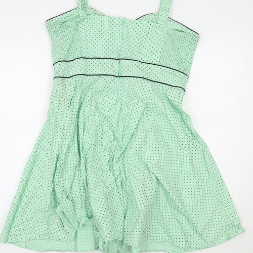 Hell Bunny Womens Green Polka Dot  A-Line  Size XL