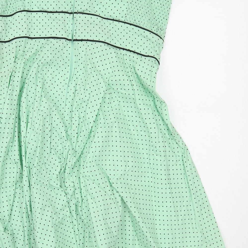 Hell Bunny Womens Green Polka Dot  A-Line  Size XL