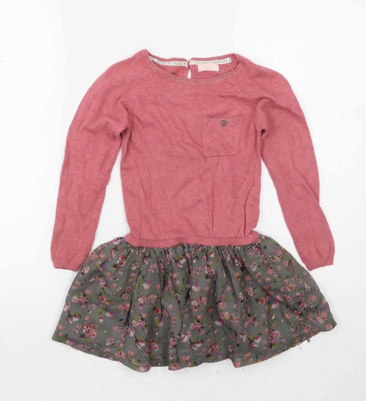 NEXT Girls Pink Floral Ramie A-Line  Size 5-6 Years