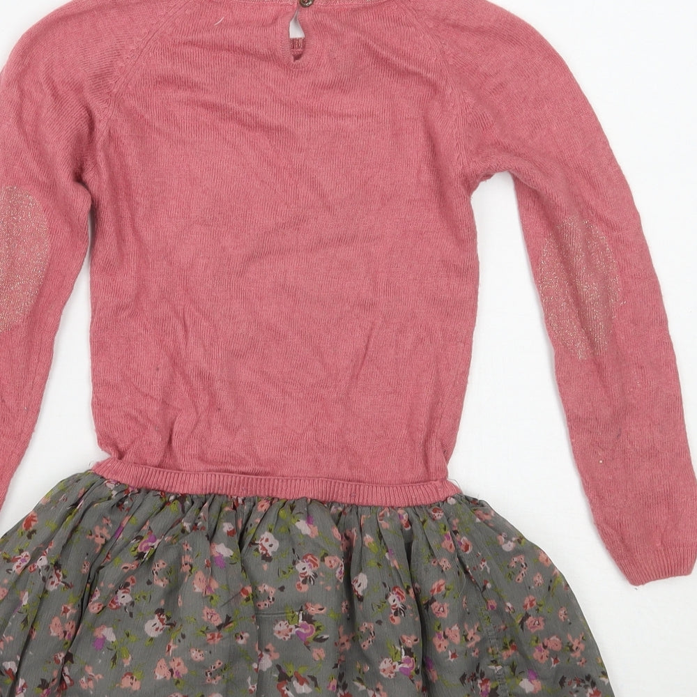 NEXT Girls Pink Floral Ramie A-Line  Size 5-6 Years