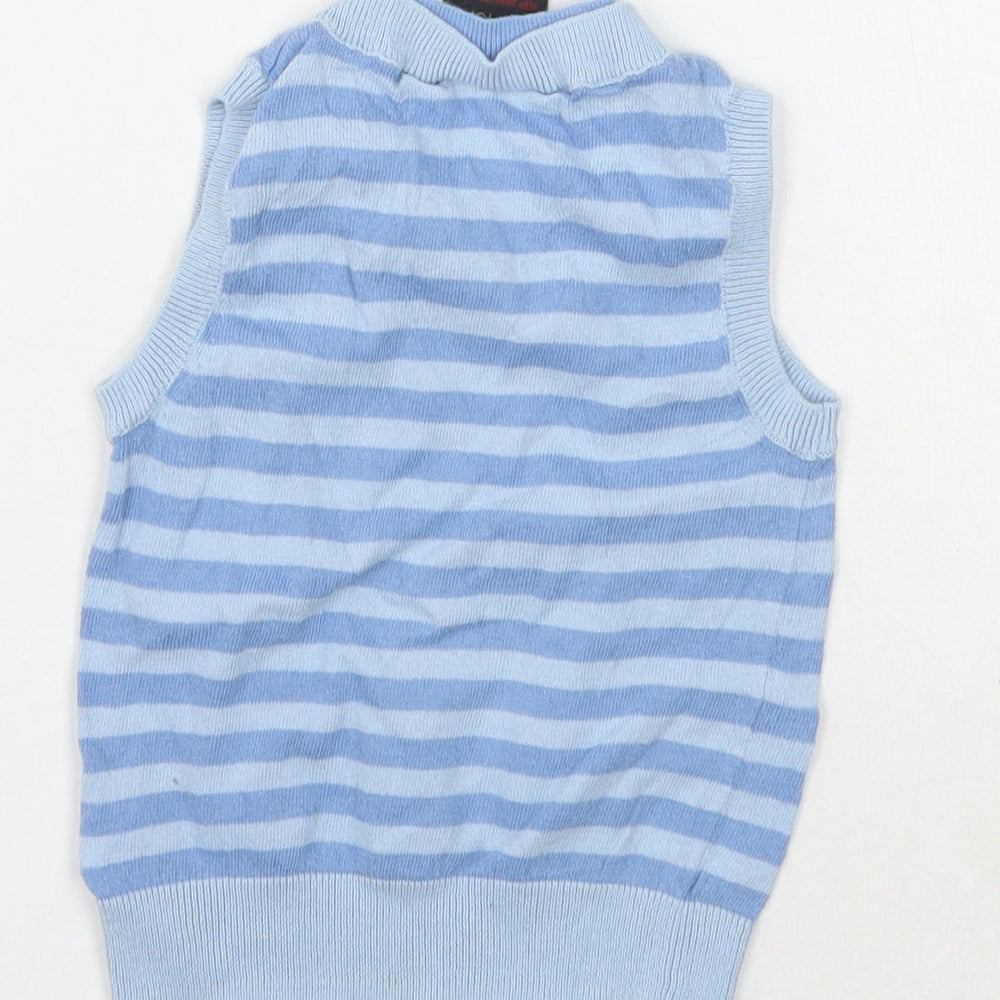 NEXT Boys Blue Striped  Vest Jumper Size 3-6 Months