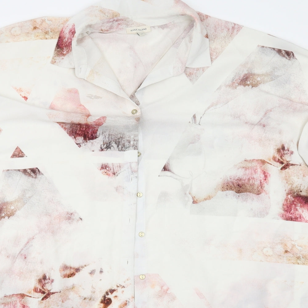 River Island Womens Ivory Floral  Basic Button-Up Size 10
