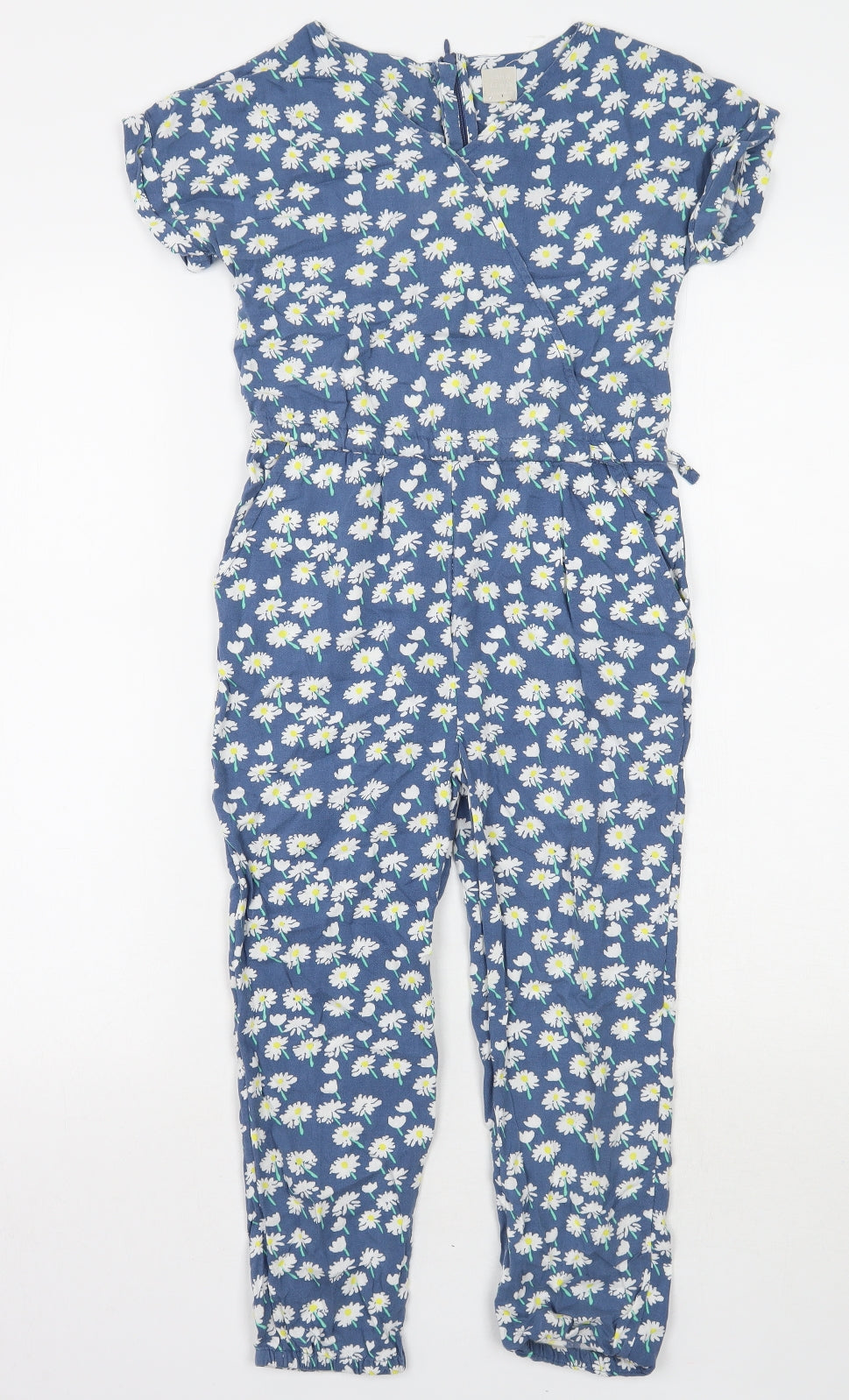 John Lewis Girls Blue Floral  Jumpsuit One-Piece Size 7 Years